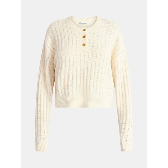 No Boundaries Sweaters - No Boundaries Women's Pointelle Henley Pullover, Size L (12-14), Relaxed Fit